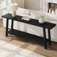 thumbnail image 1 of Table Console Extra Longue pour Salon - Moderne Noire à 2 Niveaux pour Entrée Ou Canapé - Meuble d'Appoint Rectangulaire - Conception Robuste - 70,87 Pouces - Couleur : Noir, 1 of 7