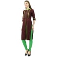 thumbnail image 3 of Phagun Kurti Droite à Col Mandarin pour Femmes, Motif Uni, Robe Ethnique Indienne de Designer, 3 of 8