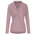 thumbnail image 4 of Hauts Grande Taille pour Femmes, Col en V Décontracté, Manches Longues, Blouse Ample, 4 of 8