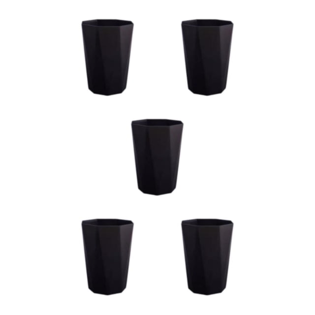 ZheElen PP Office And Home Waste Bin - 6L Capacity Easy Access Kitchen Large Capacity Kitchen Bedroom Black L 5Set