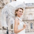 thumbnail image 3 of SMATI Paris - Ladys Clear Birdcage Umbrella with white border - Transparent; Windproof; Auto open; Crystal style handle; French design; Dome shape umbrella, 3 of 5