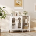 thumbnail image 3 of BeesClover Armoire, Buffet Bahut, Porte Arquée en Verre, 2 Poignées Dorées et Tablettes Ajustables, Multifonctionnel pour Garde-Manger de Cuisine, Buanderie, Salle à Manger, 3 of 7