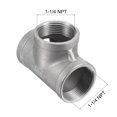 thumbnail image 2 of Uxcell Pipe Fitting Tee NPT Female Thread Hose Connector Adapter 304 Stainless Steel 1-1/4 NPT, 2 of 5