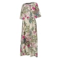 thumbnail image 4 of Robe Longue Maxi Boho Décontractée en Coton et Lin à Manches 3/11 à Fleurs pour Femmes, 4 of 8