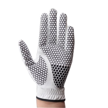 Men Golf Glove- Left Hand Golf Glove for Men -Soft Premium Suede Fabric Gloves-Fit Size XS S M L XL- White Honey Combo Design Gloves-All Weather Grip