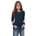 thumbnail image 4 of RXIRUCGD 2025 Vêtements d'Été pour Enfants T-shirt à Rayures Mode Mignon Col Rond Manches Longues, 4 of 6