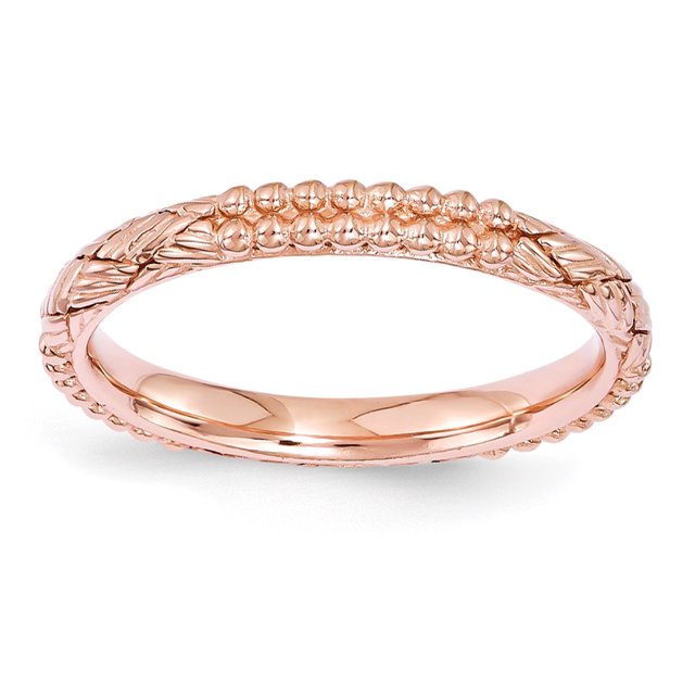 Bague en Argent Sterling Stackable Expressions Plaqué Or Rose Taille 6