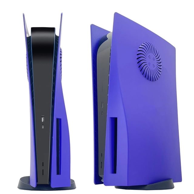 Replacement Faceplate with Cooling Vent Face Plate Console Cover for Playstation 5 Disc Edition in a vibrant purple color. Designed with cooling vents on both sides, this ABS case enhances heat dissipation and air circulation, preventing overheating during extended gaming sessions. The shockproof, anti-scratch, and fingerprint-resistant frosted surface ensures durability and cleanliness. Tailored exclusively for the PS5 Disc Edition, it allows easy installation and full access to buttons, ports, and ventilation features, making it a practical console accessory.