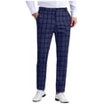 thumbnail image 1 of Lovzfmll Pantalon Habillé à Carreaux pour Homme pour Tenue de Bureau Décontractée, Coupe Confortable, Jambe Fuselée, Pantalon de Bureau Moderne Bleu Foncé, L, 1 of 6