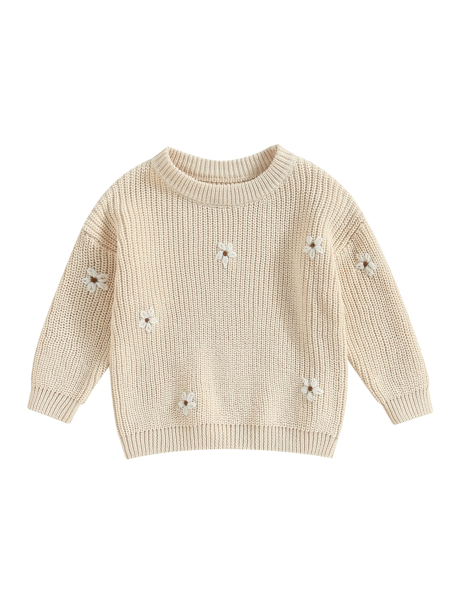Fortune Baby Girl Floral Sweater Long Sleeve Knit Pullover Infant Fall Winter Warm Tops