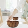 thumbnail image 3 of Wooden Bowl For Fruits And Cereal Hollowed Solid Tableware Rice And Soup Bowl 1pc Wooden Serving Dish For Kitchen Home Dining, 3 of 7