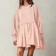 thumbnail image 2 of Pisexur Robe Chandail Surdimensionnée pour Femmes, Col Rond, Manches Longues, Patchwork, Robe d'Automne, Chandail à Enfiler, Hauts Amples et Fluides, Robe Chandail, Mini-Robe, 2 of 8