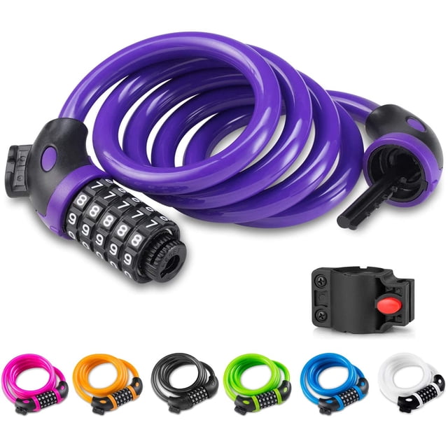 Opaza Bike Lock with 5-Digit Code, 1.2M/4FT Bicycle Combination Cable Lock Lightweight & Security Bike Chain Lock for Bicycle, Mountain Bike, Electric Bike,Scooter