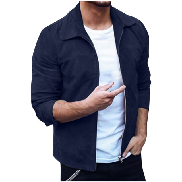 Rain Jacket mens Fashion Casual Solid Color Jacket Outdoor Zipper Jacket Tooling Jacket