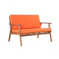 thumbnail image 4 of Linon Cooper Ensemble de Conversation d'Extérieur en Bois de 4 Pcs avec Coussins Orange en Brun Gland, 4 of 31