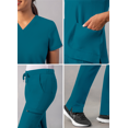 thumbnail image 4 of Adar Addition Go-Basic Scrub Set For Women - Slim V-Neck Scrub Top & Skinny Cargo Scrub Pants, 4 of 7