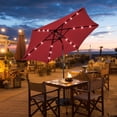 thumbnail image 1 of Gymax 9 ft Patio Table Market Umbrella Yard Outdoor w/ Solar LED Lights Burgundy, 1 of 8