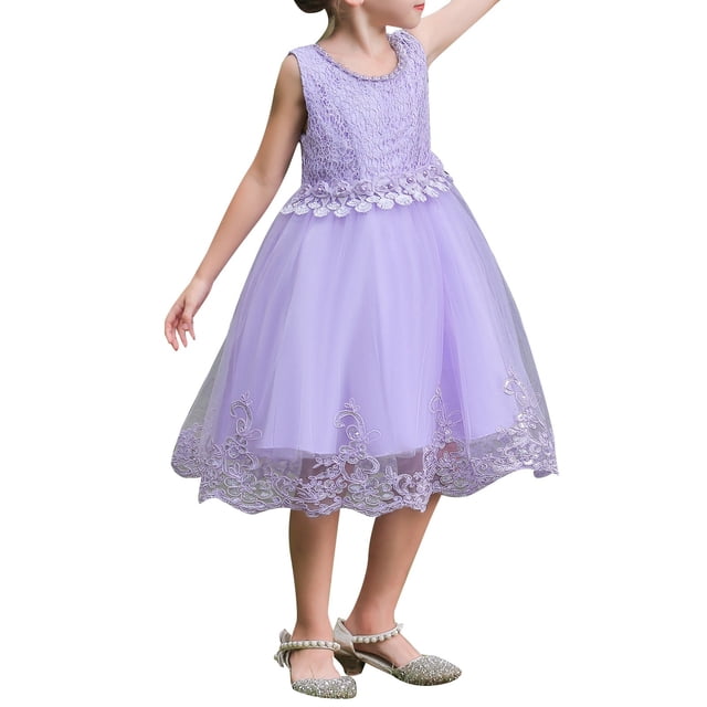 Robes de Cérémonie pour Filles Robes de Bal Sans Manches Robe en Tulle pour Filles Robe de Fête pour Filles 3-4 Ans