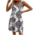 thumbnail image 2 of Ovzne Robes pour Femmes Robe de Plage Décontractée pour Femmes avec Poches Robe d'Été Bohème de Plage Robe T-Shirts Robe à Col en V Ample Robes Débardeur Robe de Printemps Imprimée Liquidation, 2 of 5