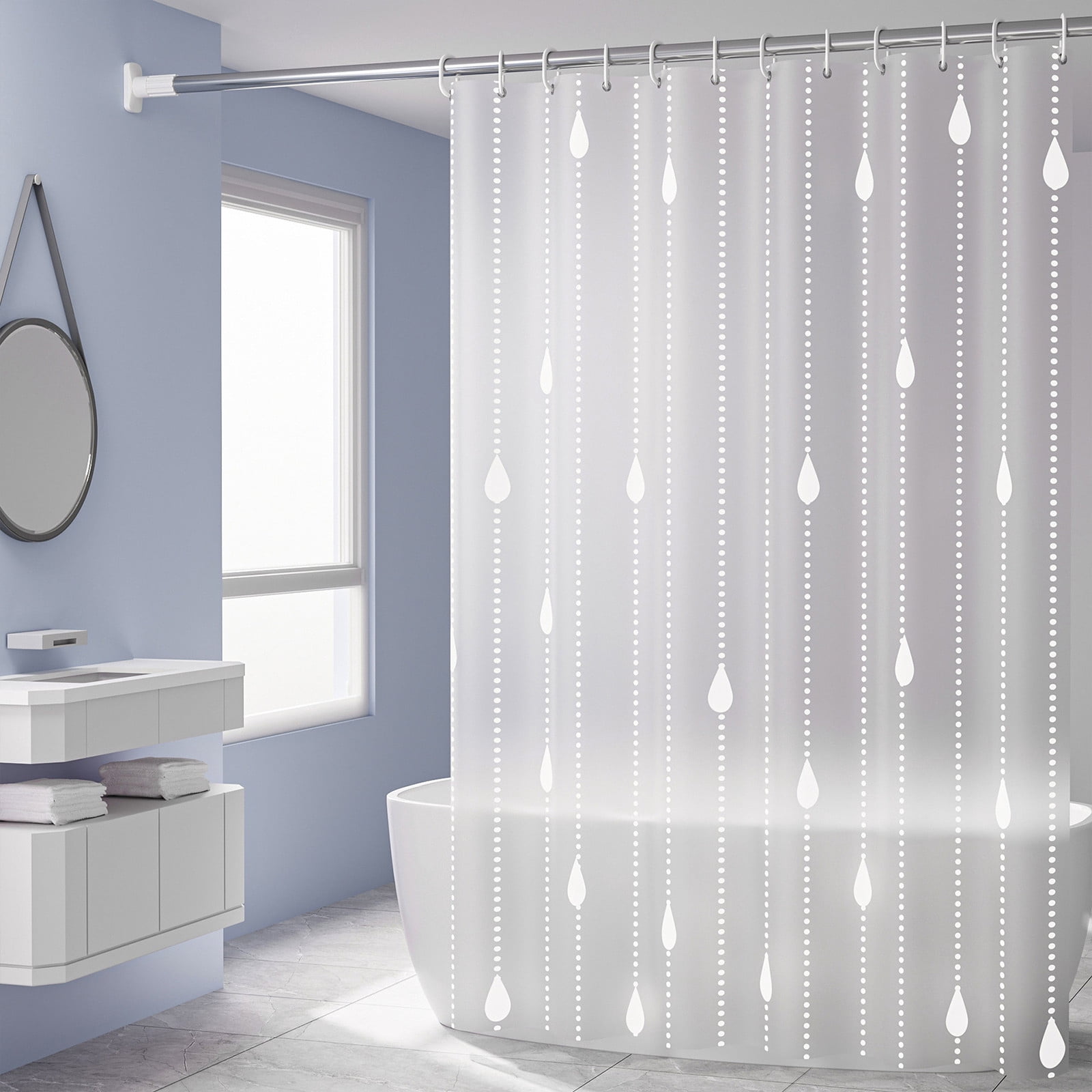 Shower Curtain for Bathroom Modern Winter, EDHITNR Clear Plastic Water Repellent Shower Curtains Set, 71x71 Inches Long Fabric Shower Curtain with Rings for Bathroom Tub Living Room