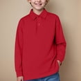 thumbnail image 2 of WUANDIXFA Chandails à Col Rond Unisexes pour Enfants et Tout-Petits Chemise Garçon T-Shirt à Manches Longues T-Shirt en Coton pour Enfants École Filles Chemise à Col à Revers Robe de Base Rouge, 16-17 Ans, 2 of 5