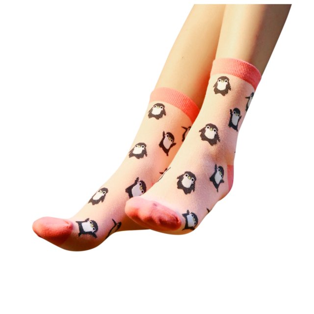 TIEVOSA Women Fun Socks Cute Penguin Animal Fun Novelty Cotton Gift(Pink)