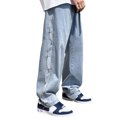 thumbnail image 1 of B91xZ Mens Ripped Jeans Skinny Stretch Comfy Denim Jeans Pants,Blue S, 1 of 5