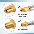 thumbnail image 2 of 12 Inch RV Propane Hose, RV Propane Regulator 2 Tank Hoses, Stainless Braided Propane Hose for RV Two-Stage Propane Regulator, Camper Tank Hose, 1/4 Inch Male NPT x QCC1 Fittings, 2 of 6