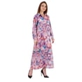 thumbnail image 2 of Bimba Robe Chemise Maxi Imprimée à Manches Longues pour Femmes, Coupe Ample Décontractée, Boutonnée, 2 of 7
