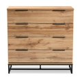 thumbnail image 3 of Baxton Studio CH8000-Oak-Black-4DW-Dresser Reid Moderne et Contemporain Industriel Bois Fini Chêne et Métal Noir Commode à 4 Tiroirs, 3 of 8