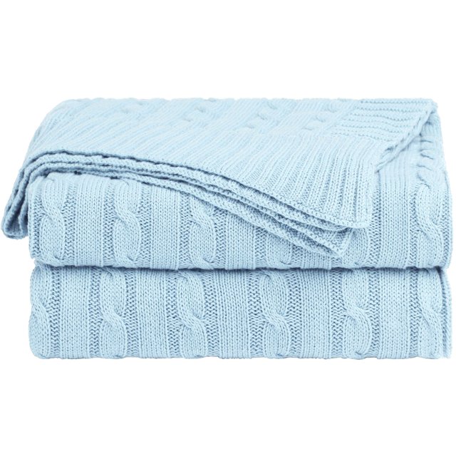 Unique Bargains Cotton Blanket Decorative Cable Knitted Throw Soft Knit Blankets