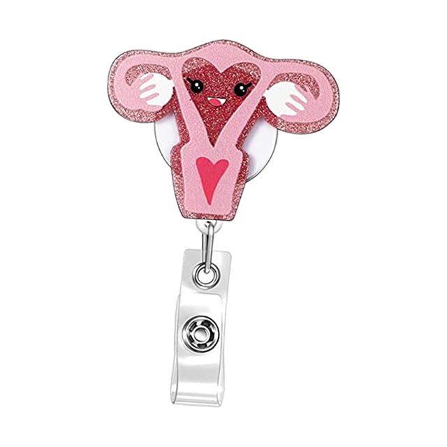 Yinanstore Reel Holder Holder, Nurses Day 2024 Gift Lightweight Retractable Keychain, ID Key Reel for Teachers Doctors Uterus