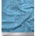 thumbnail image 1 of Soimoi Toile de Satin Modal Bleu Paillettes de Neige Imprimé Floral par Yard 42 Pouces de Large, 1 of 5