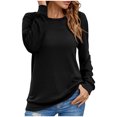 thumbnail image 1 of FAIWAD Tuniques de Printemps pour Femmes Manches Longues Col Rond Ample Décontracté Chandail Basique Couleur Unie, 1 of 6
