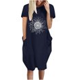 thumbnail image 2 of Jusqu'à 65 % de Rabais! Robes d'Été Mode pour Femmes 2024 Grande Taille Robe Décontractée Ample à Imprimé Tournesol Robe à Manches Courtes à Col en V, 2 of 5