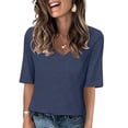 thumbnail image 2 of Timegard Womens Tops V-Neck 1/2 Sleeve Solid Color Basic Tee Shirts Comfy Blouse Casual Tunic Tops, 2 of 6