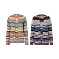 thumbnail image 5 of Fortune Women Rainbow Striped Knit Cardigan Long Sleeve Open Front Sweater S-3XL, 5 of 5