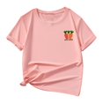 thumbnail image 1 of MEZZALL T-Shirts Multicolores Décontractés pour Enfants à Motif de Lettres Imprimé, Col Rond, Manches Courtes, Rose, 90, 1 of 6