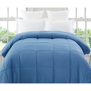 Revisable Down Alternative Comforter (Calm Blue / Grey, Twin) - All Season Comforter - by Natural Comfort