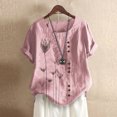 thumbnail image 2 of Heliisoer Hauts pour Femmes, Liquidation d'Été Femmes Décontracté Imprimé Manches Courtes Col Rond Grande Taille T-Shirt Haut Blouse, 2 of 5