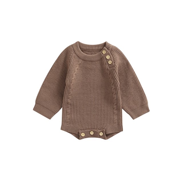 Fortune Barboteuse Chandail Décontractée pour Bébé Automne Garçons Filles Manches Longues Tricotée Combinaison à Boutons