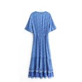 thumbnail image 2 of U.Vomade Robe Maxi Bohème de Plage en Rayonne à Imprimé Vintage pour Femme, Col en V, à Franges, Robe Bohème d'Été, 2 of 9
