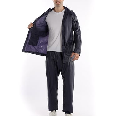 Meitianfacai Ponchos de Pluie Réutilisables pour Adultes Imperméables Légers avec Capuche et Poches pour Femmes et Hommes, 2TG