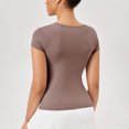 thumbnail image 4 of Plebaso T-shirt à Encolure Carrée à Manches Courtes pour Femmes, Décontracté, Couleur Unie, Coupe Ajustée, T-Shirt Mode 2025 pour Sorties, 4 of 6