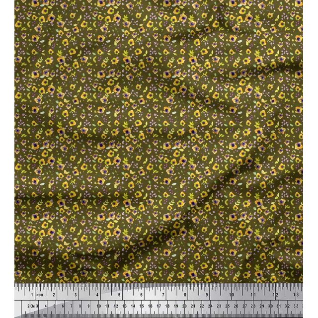 Soimoi Polyester Crepe Fabric Floral Shirting Print Fabric by The Yard 42 Inch Wide