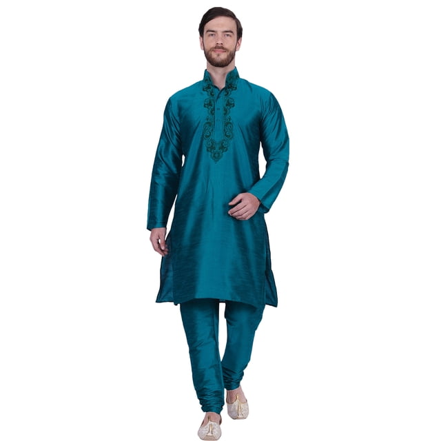 Maple Clothing Kurta Pyjama pour Homme Inde Vêtements d'Arts (Turquoise, TG)