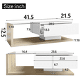thumbnail image 2 of Modern Coffee Table with Tempered Glass,Wood Coffee Table with High-Gloss UV Surface,2-Tier Center Table with LED Light, for Living Room, White + Natural, 2 of 8