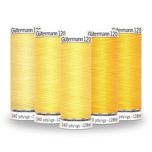 GÜTERMANN Sew-All polyester fil No. 120 Colour Gradient 5-Pack, jaune, 128 m (140 yd)