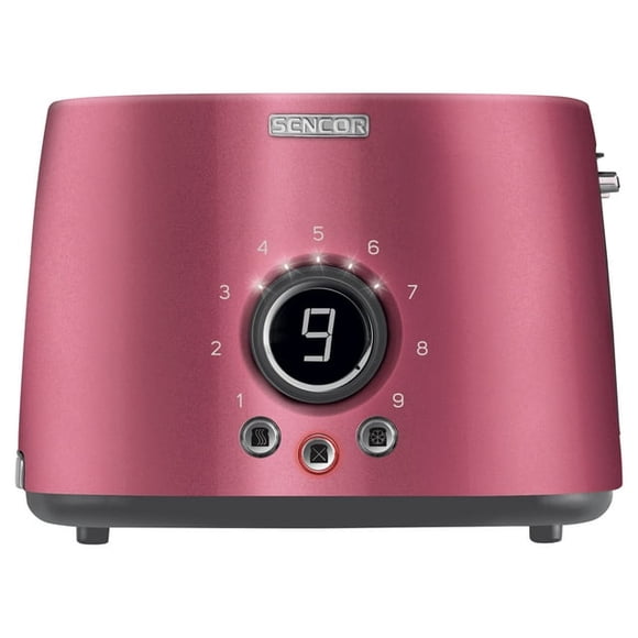 Sencor STS-6054RD 2-Slice Premium Metallic Toaster with Digital Button and Toaster Rack (Red)