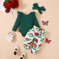 thumbnail image 1 of Yuyuzo Baby Girl Clothes Infant Newborn Ruffle Outfit 2 Piece Fall Winter Spring Ribbed Knit Tops Pants Set Cute Headband, 1 of 7